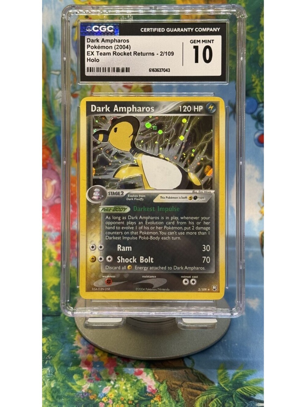 Dark Ampharos EX Team Rocket Returns 2/109 2004 Holo POP11! CGC 10